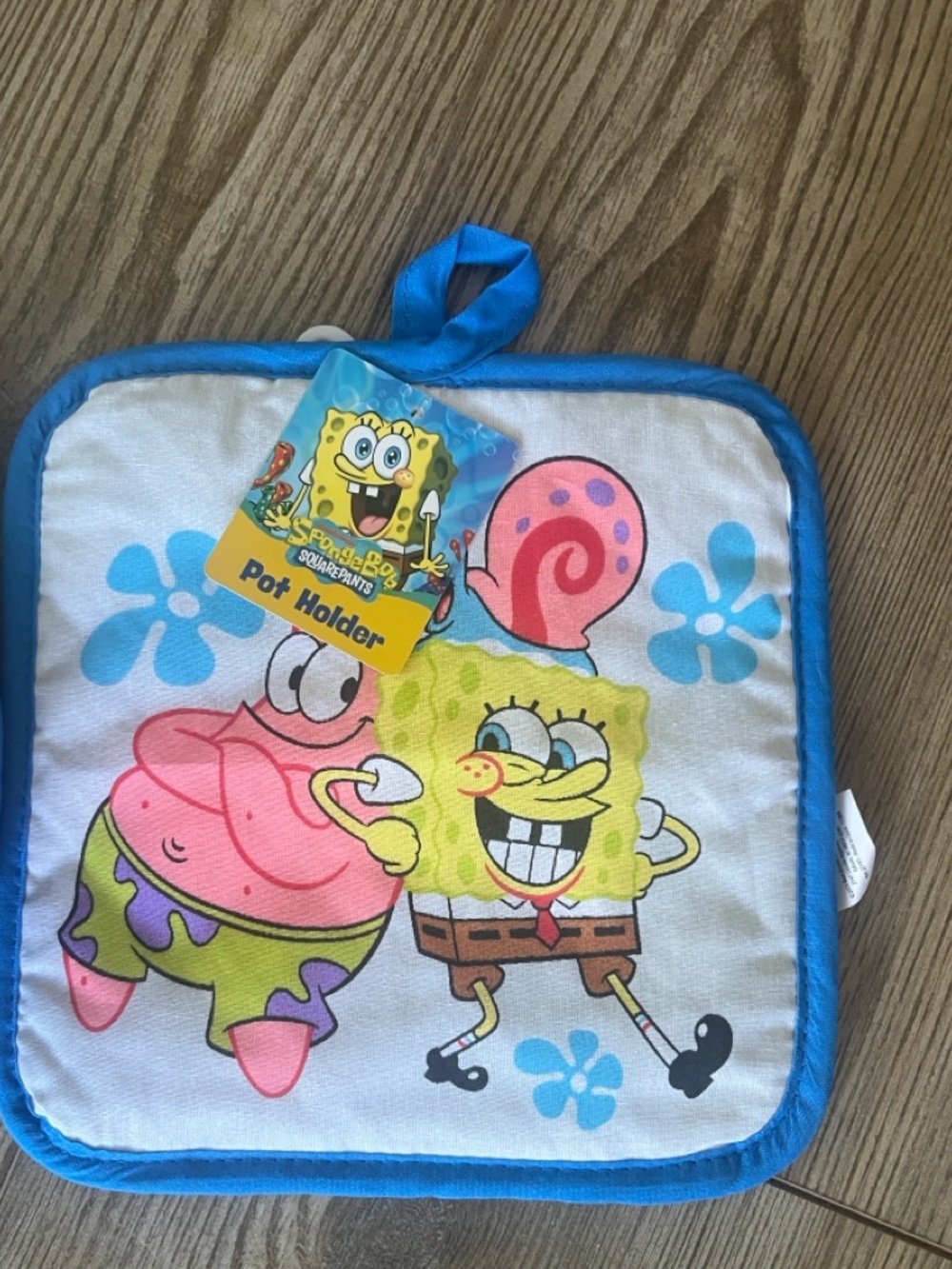 SpongeBob SquarePants Blue-Trimmed Pot Holder with SpongeBob & Patrick Design